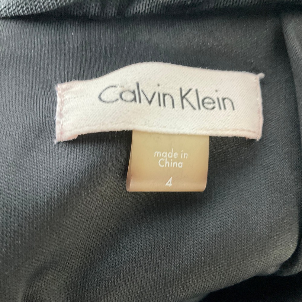 Calvin Klein Sheath Dress Women  4 Black Sequin Sleeve V-Back Cocktail Evening - Picture 3 of 13